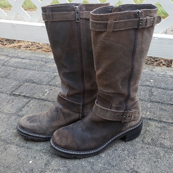 Donald J. Pliner Shoes - DONALD J. PILNER Gilsey Women's Boots Distressed Moto Brown Suede